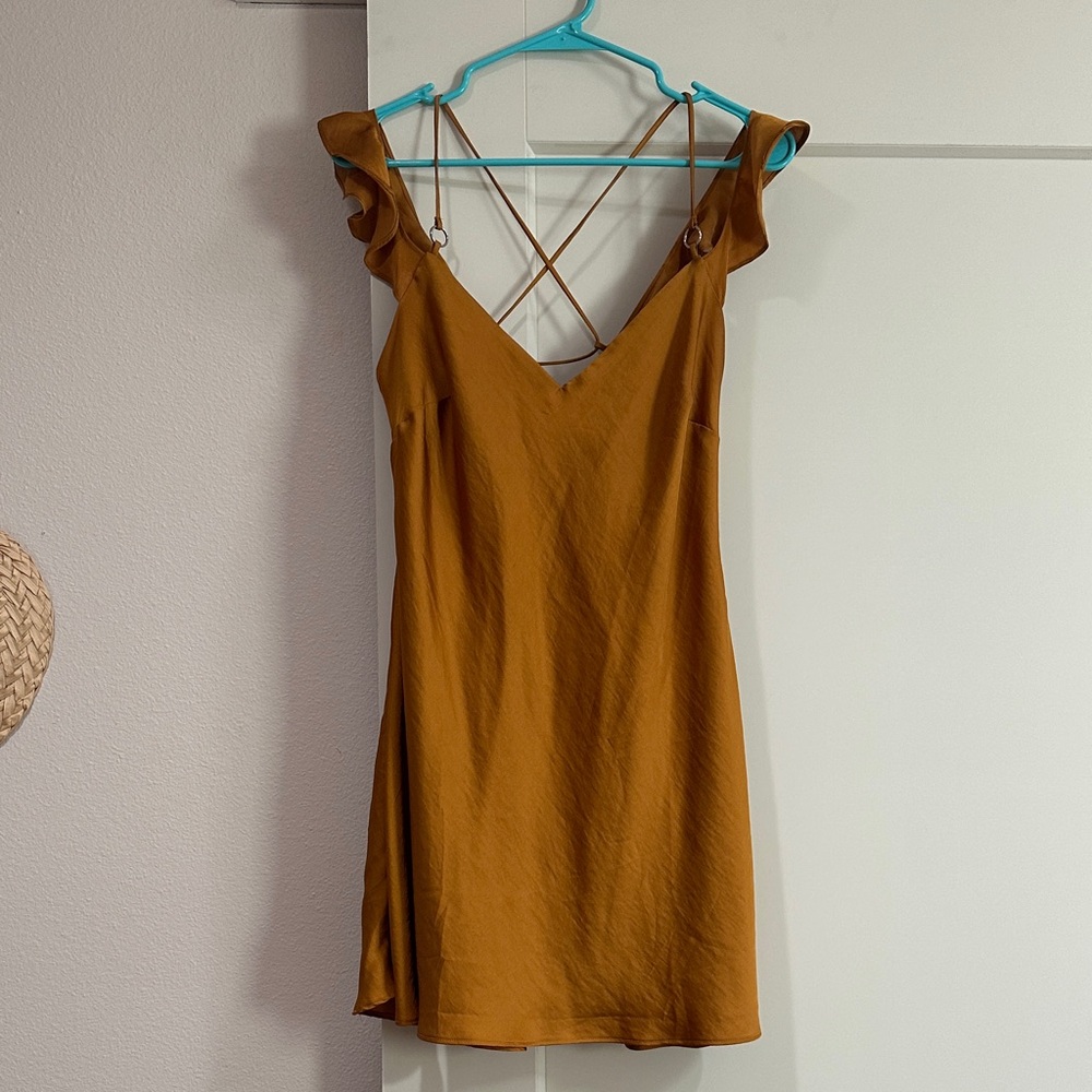 Free People “What I Want” Mini gold dress